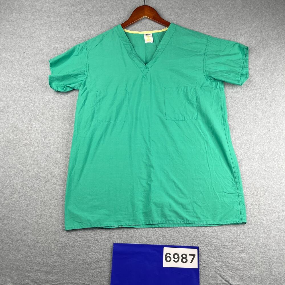 Standard Textile Scrub Top Womens Small Casual Green Pockets
